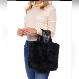 STAND STUDIO Women's Black Lucille Wool Blend Fur Bag